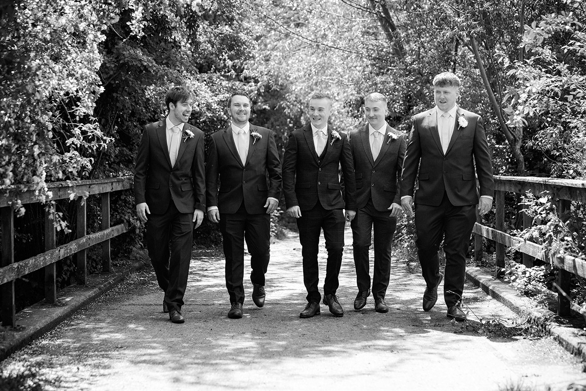 reservoir dogs shot of groomsmen at Barton's Mill